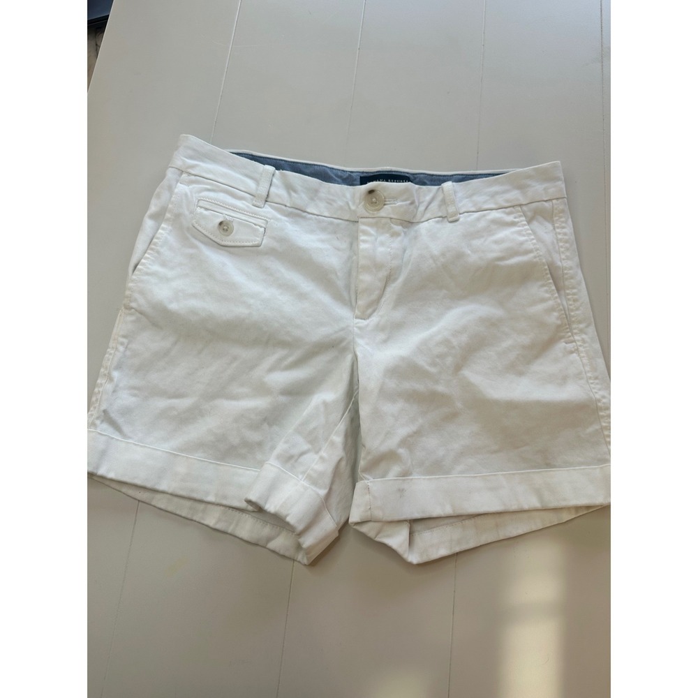 Banana Republic Chino Shorts Women 4L White Cuffed Cotton Twill Casual Summer